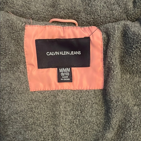 Calvin Klein Jeans Pink Puffer Jacket with Fur Hood - Picture 3 of 3